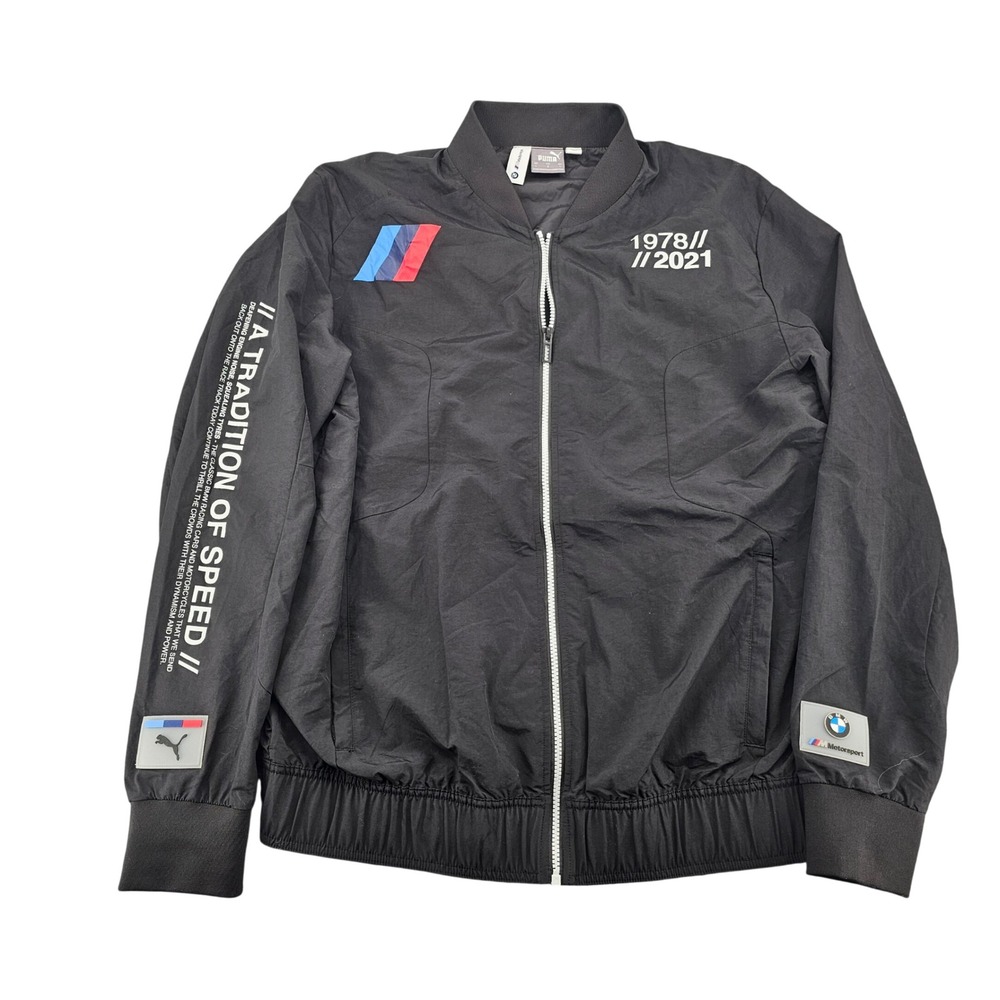 Puma BMW M Motorsport Bomber Jacket Black Tradition of Speed Mens Large